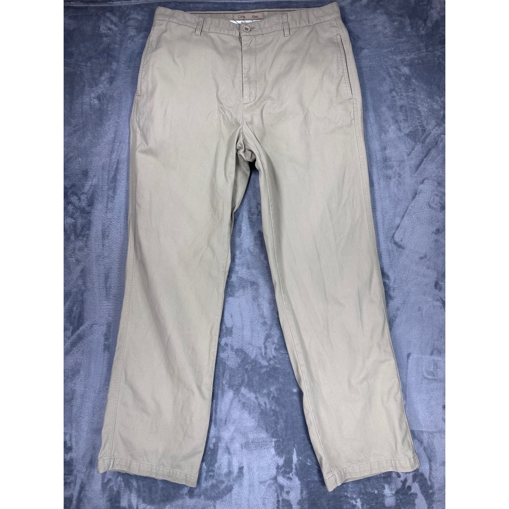 Calvin Klein Mens 34x32 Super Sandwash Twill Chino Pants Khaki Tan Straight Leg